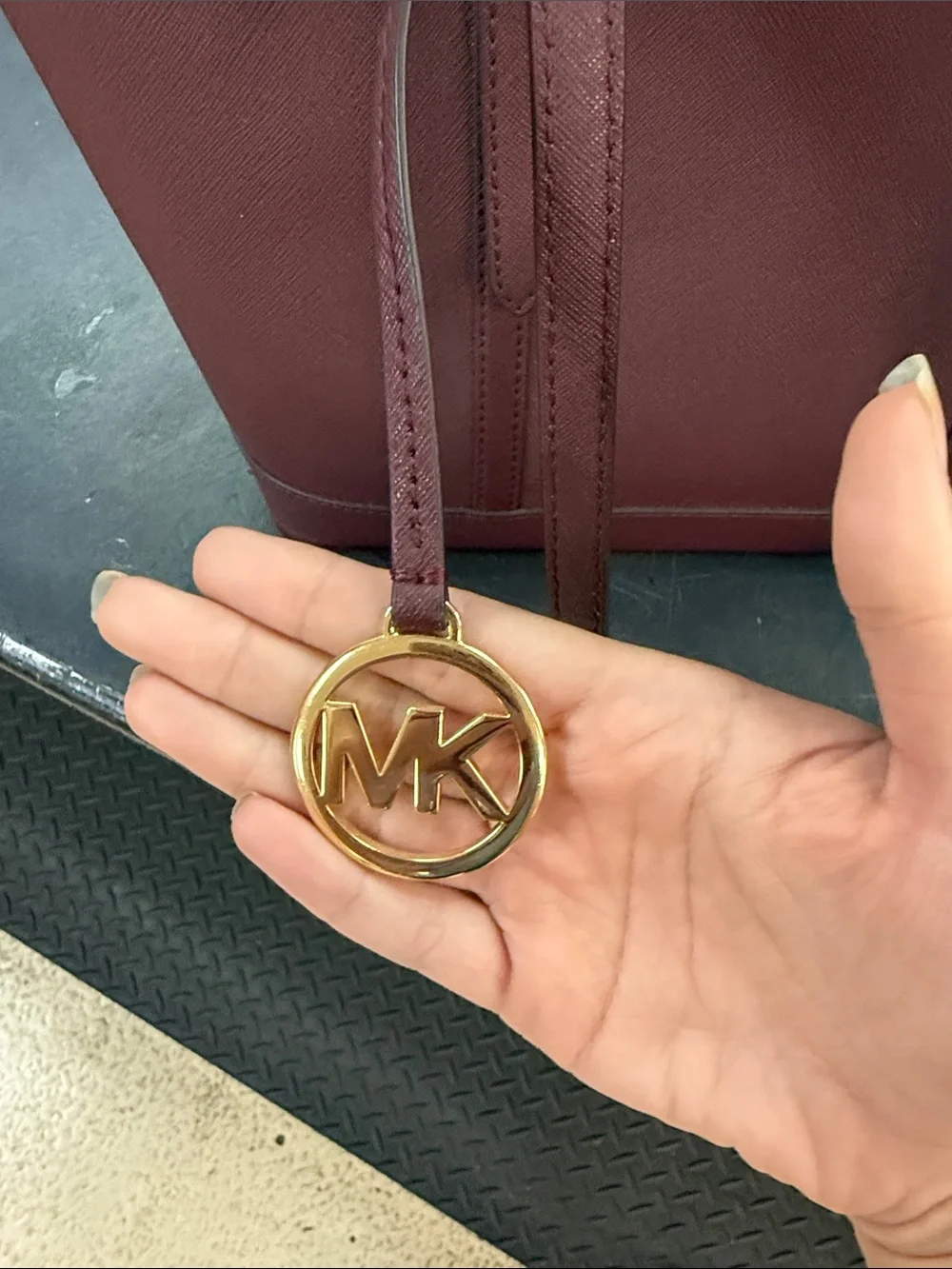 Michael Kors Wine Saffiano Tote with Gold Accents